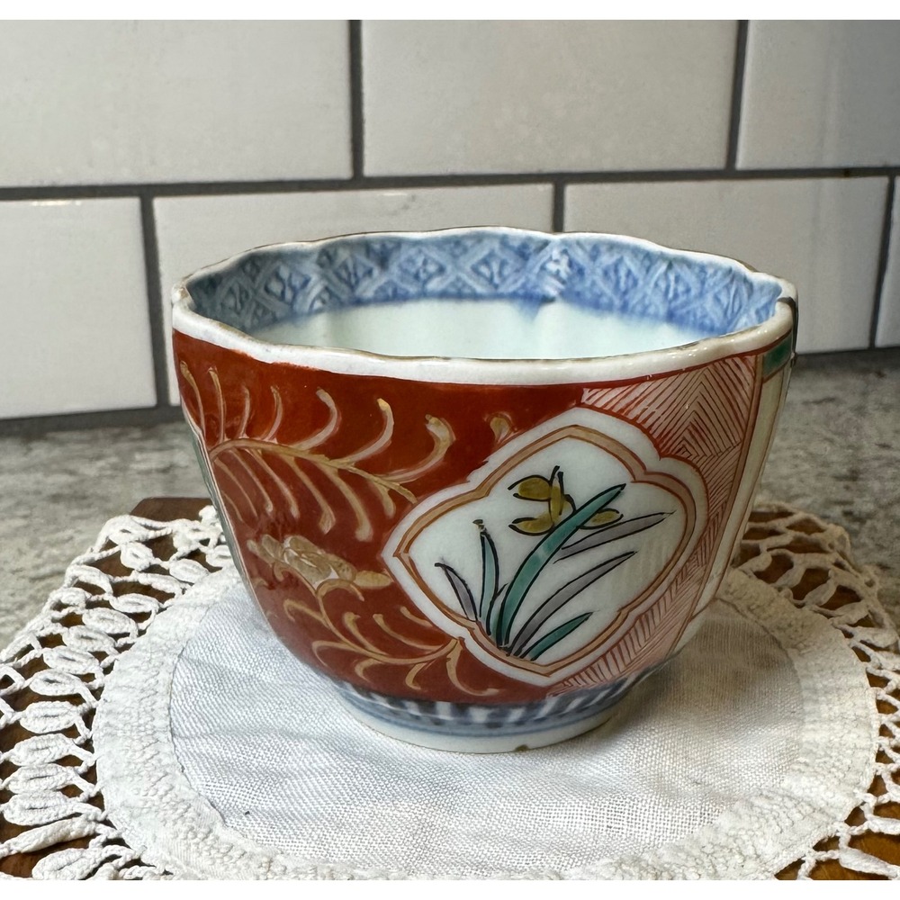 Antique Japanese Imari Porcelain Bowl Hand Painted Staple Repair Wabi Sabi Decor